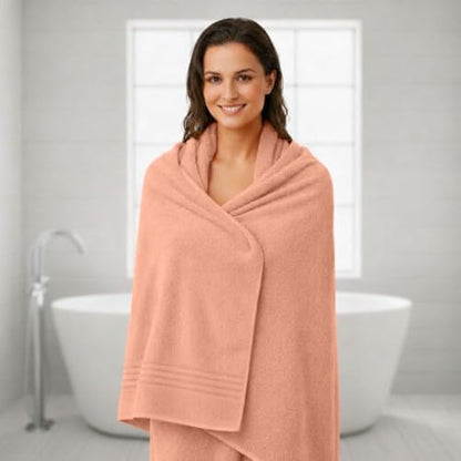 8 Piece Bath Towels for Bathroom - 100% Cotton, Soft Absorbent Bathroom Towels Set - 2 Extra Large Bath Towels, 2 Hand Towels & 4 Washcloths - Hotel Spa Thick Plush Towel, Peach