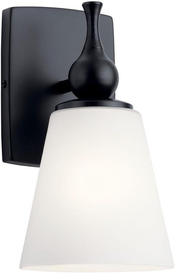 Kichler Cosabella 6 Inch 1 Light Wall Sconce with Satin Etched Case Opal in Black