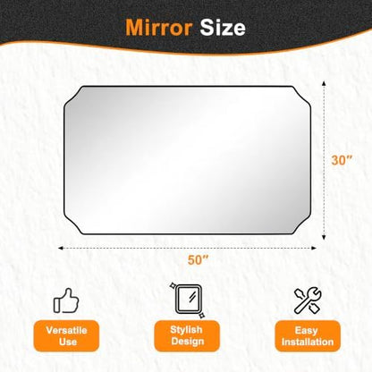 Delma Bathroom Vanity Mirror, Black Framed Aluminum Bathroom Mirror for Over Sink, Scalloped Round Corner Wall Mirror, High-Definition Vanity Mirror, Hangs Horizontally or Vertically (30x50,Black)
