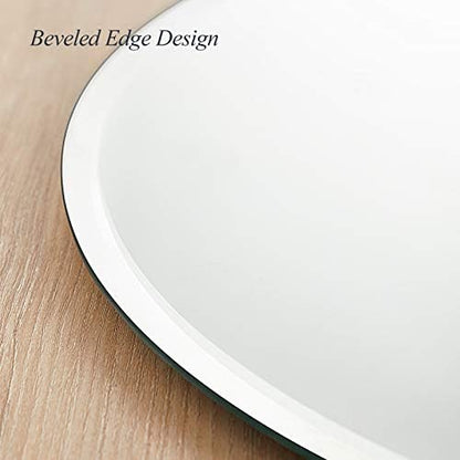 Round Frameless Wall Mirror, 30 Inch, HD Float Glass, Beveled Edge