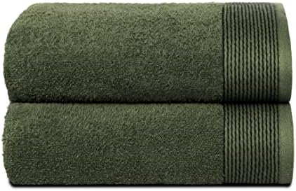 Belizzi Home Ultra Soft 2 Pack Oversized Bath Towel Set 28x55 inches, 100% Cotton Large Bath Towels, Ultra Absorbant Compact Quickdry & Lightweight Towel, Ideal for Gym Travel Camp Pool - Olive Green