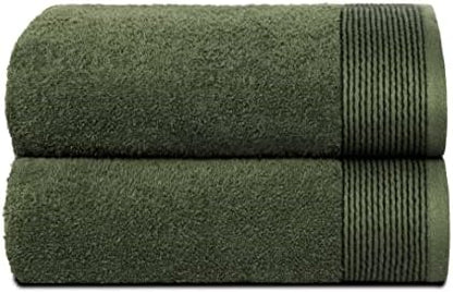 Belizzi Home Ultra Soft 2 Pack Oversized Bath Towel Set 28x55 inches, 100% Cotton Large Bath Towels, Ultra Absorbant Compact Quickdry & Lightweight Towel, Ideal for Gym Travel Camp Pool - Olive Green