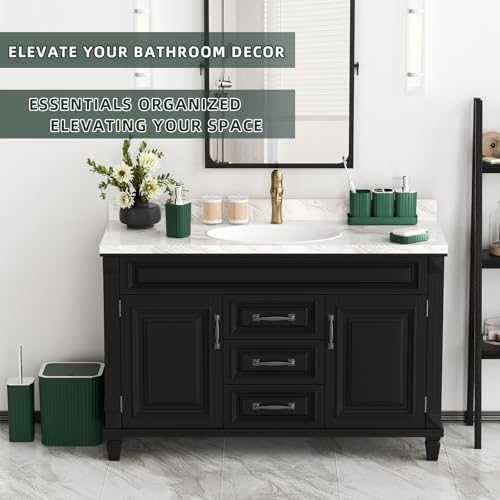 XLHOMO Bathroom Accessories Set - Gorgeous Green Bathroom Set, 10PC Green Bathroom Accessory Set, Bathroom Sets with Toilet Brush, Bathroom Trash Can