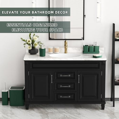 XLHOMO Bathroom Accessories Set - Gorgeous Green Bathroom Set, 10PC Green Bathroom Accessory Set, Bathroom Sets with Toilet Brush, Bathroom Trash Can