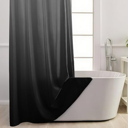 No Hook Shower Curtain and Liner Set for Bathroom, Ombre Black, 71" x 77"