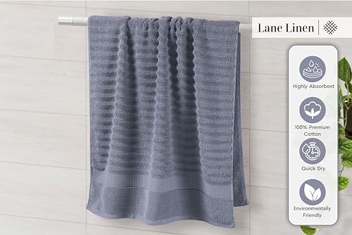 LANE LINEN Towel Set for Bathroom Soft Absorbent Quick Dry - Cool Grey