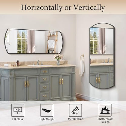 COFENY Bathroom Mirror, 20x48 Inch Black Oval Wall Mounted Mirror with Thin Metal Frame, Modern Bathroom Vanity Mirrors for Over Sink, Entryway, Living Room, Bedroom