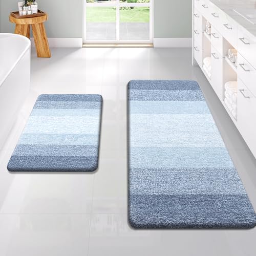OLANLY Micorfiber Bathroom Rug Set 2 Piece, 47"x20"+24"x16"