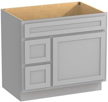 Vanity Art 36 Inch Single Bathroom Vanity Base Only Cabinet with 2 Functioning Shaker Drawers, Strudy Floor Mount Storage Cabinet Organizer for Bedroom, Living Room, Kitchen, VA4036-2LG