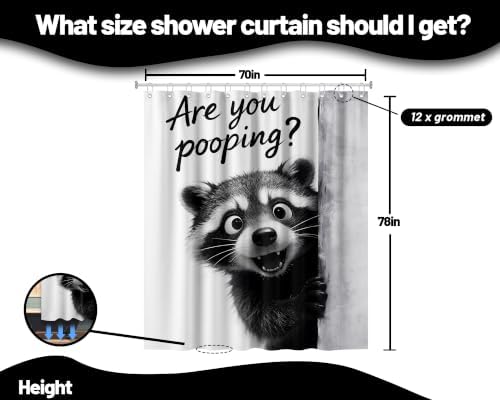 Extra Tall Shower Curtain XL are You Pooping Raccoon, 70 x 78 Inchs