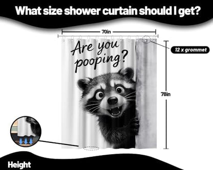 Extra Tall Shower Curtain XL are You Pooping Raccoon, 70 x 78 Inchs
