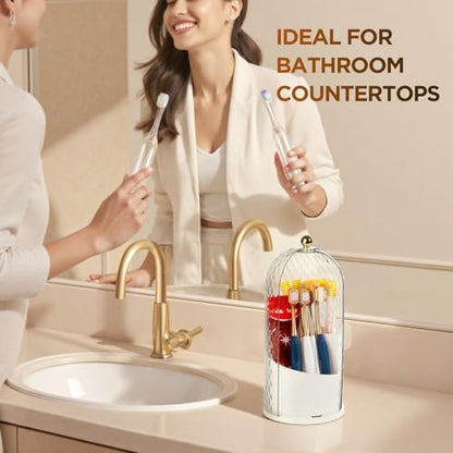 3 Slots Rotating Toothbrush Holders with Lid for Bathroom
