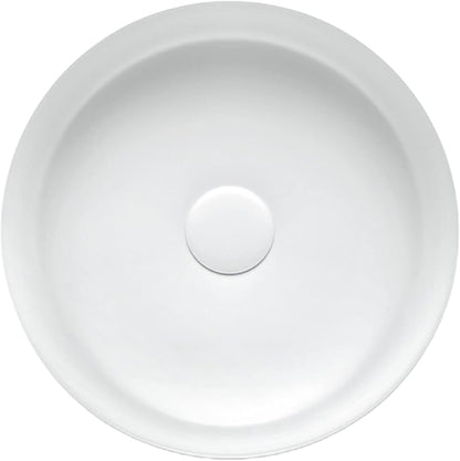 KINGWONG 14 Inch Small Vessel Sink for Bathroom - Round Countertop Modern Above Counter White Ceramic Porcelain Vanity Sink Basin for Cabinet 14 x 14