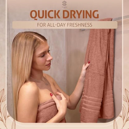 CORE 4-Piece Cotton Bath Towels for Bathroom | Value Pack, Soft, Absorbent, Quick-Dry, Lightweight, Minimalist, 27x54 in, Dune Red