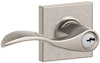 SCHLAGE Accent Lever with Collins Trim Keyed Entry Lock in Satin Nickel - F51A ACC 619 COL