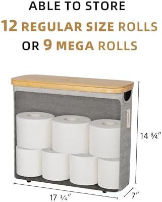 StorageWorks Toilet Paper Storage Basket with Bamboo Lid & Window