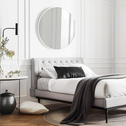 16 inch White Round Mirror, Circle Mirror, Matte White Metal Frame