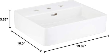 Signature Hardware 447958 Hibiscus 20" Fireclay Vessel Bathroom Sink with 3 Faucet Holes at 8" Centers