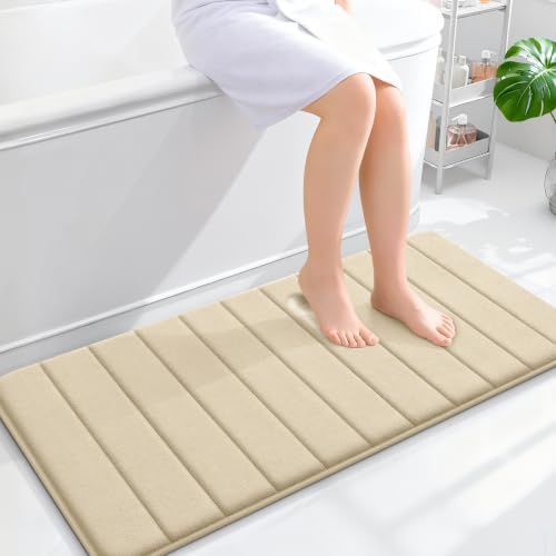 OLANLY Memory Foam Long Bathroom Rugs Runner 44x20, Super Soft Absorbent