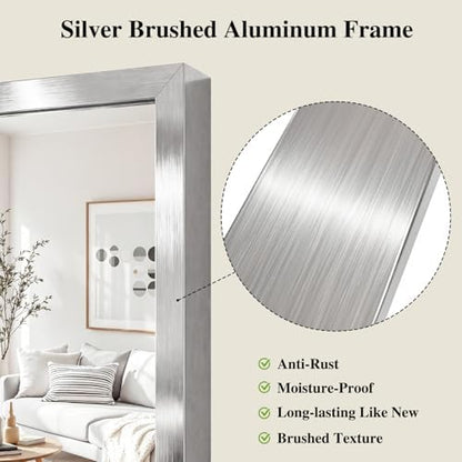 Koonmi Silver Rectangle Wall Mirror, 30x48 Inch Bathroom Mirror, Aluminum Frame Vanity Mirror for Entryway, Living Room, Bedroom Bathroom, Hangs Horizontally or Vertically