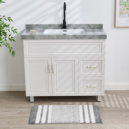 CozeCube Grey Striped 32"x20" Non Slip Washable Bath Mat