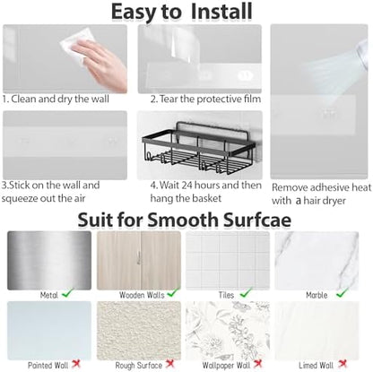 Liuoud 5 Pack Shower Caddy for Inside shower, Dark Grey Bathroom Storage