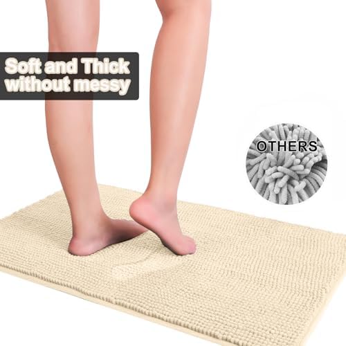 Urvoix Bathroom Rugs Sets 3 Piece, Non-Slip Chenille Bath Mat Set