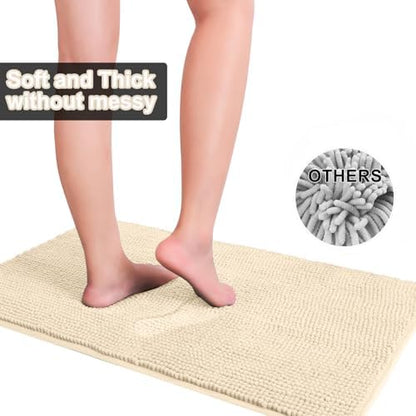 Urvoix Bathroom Rugs Sets 3 Piece, Non-Slip Chenille Bath Mat Set