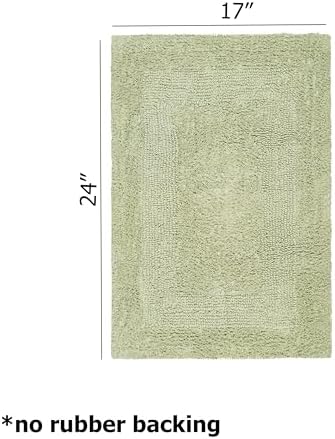 COTTON CRAFT 2 Pack Reversible Bath Mat Rug - Luxurious 17x24 Sage Green