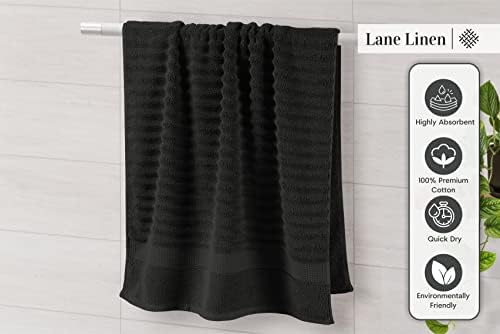 LANE LINEN Bathroom Towel Set 6 Piece Soft Absorbent Quick Dry - Black