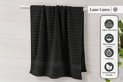 LANE LINEN Bathroom Towel Set 6 Piece Soft Absorbent Quick Dry - Black