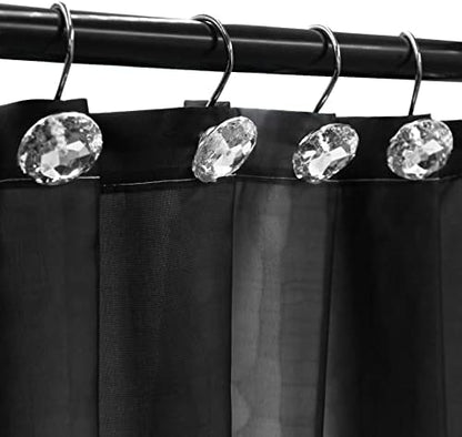 Crystal Diamond Round Shower Curtain Hooks Rings for Bathroom,Clear,12PCS