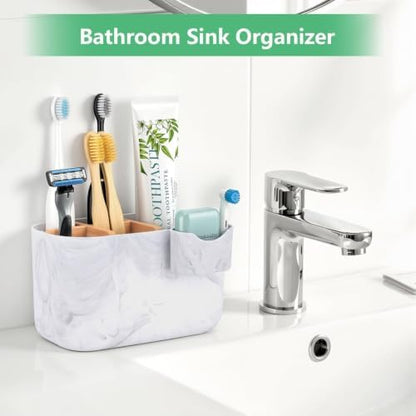 GFWARE Marble Toothbrush Holder, Bathroom Storage Organizer with Small Box