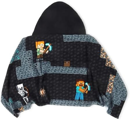 Minecraft Creeper Video Game Kids Hooded Towel Bath Wrap for Boys, Grey