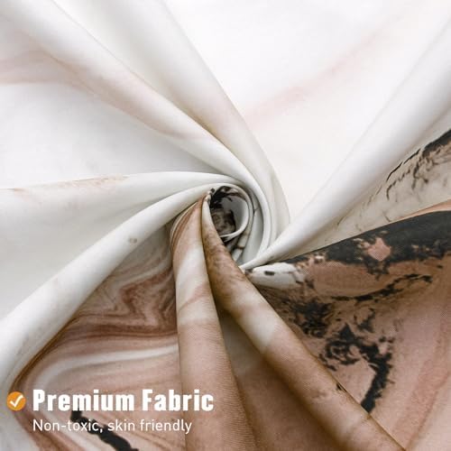 Brown Marble Fabric Shower Curtain, Abstract Watercolor, 72 x 72 Inches