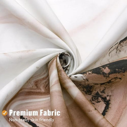 Brown Marble Fabric Shower Curtain, Abstract Watercolor, 72 x 72 Inches