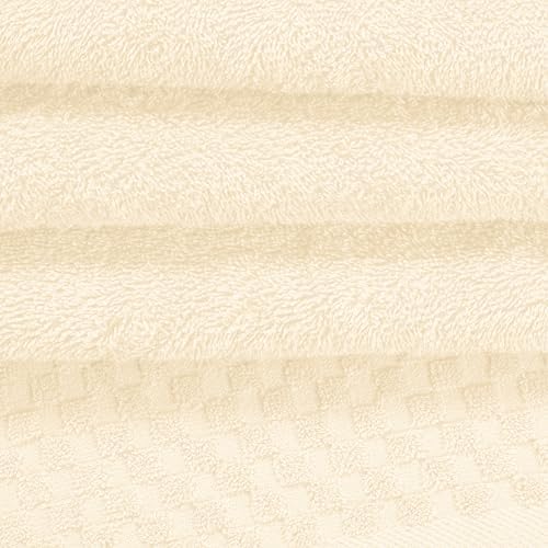 MyOwn Premium Cotton 6 Pack Towel Set for Bathroom, Contains 2 Bath Towels 28x55 inch, 2 Hand Towels 16x24 inch & 2 Wash Coths 12x12 inch, Ideal Everyday use, Compact & Lightweight - Ivory