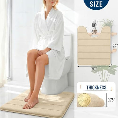 OLANLY Memory Foam Toilet Rugs U Shaped 24x20, Super Soft and Absorbent
