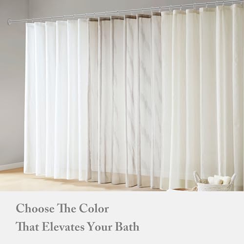Madison Park Anna Extra Long Shower Curtain for Bathroom, 72 x 84, Ivory