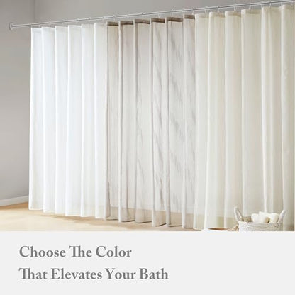 Madison Park Anna Sheer Shower Curtain for Bathroom, 72 x 72, Ivory