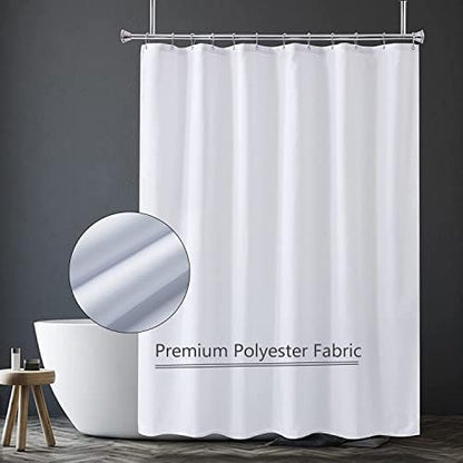 LLSCL White Fabric Shower Curtain Liner with Bottom Counterweight, Waterproof Hotel Quality, 72 x 72 Machine Washable