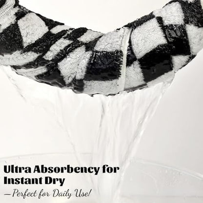 Black and White Towels Set of 8, Cute Checkered Towels for Bathroom Decor