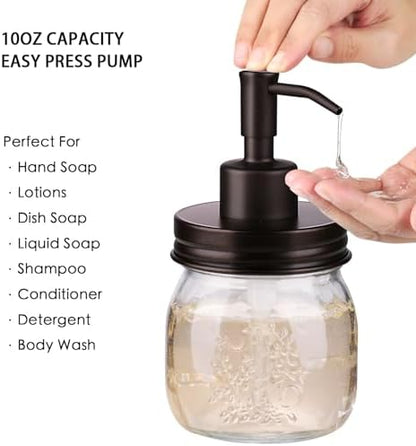 Amolliar Glass Mason Jar Bathroom Accessories Set 4 Pcs (Bronze)