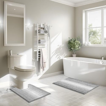 BSICPRO Bathroom Rugs Sets 2 Piece, 32"x20" + U-Shaped 24"x20", Gray