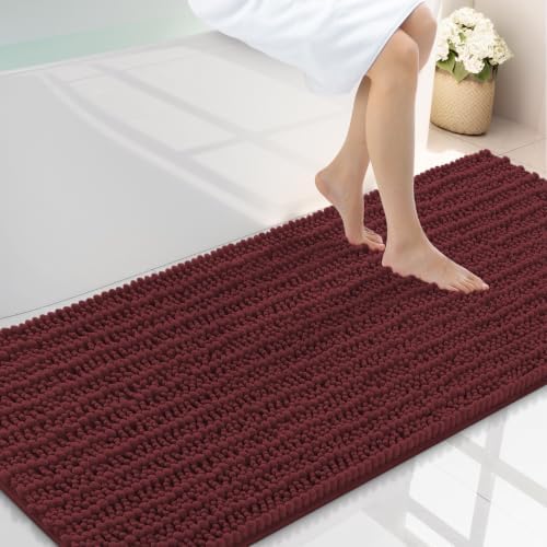 Smiry Bathroom Rugs 59X24, Extra Soft Rubber Backing Chenille Bath Mats