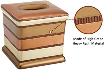 Zahari Home 2pc Contempo Luxury Bath Accessories Set Waste Basket & Tissue Box Modern Classic Contemporary Decorative Beautiful Designs Stylish Bathroom Accessories Set