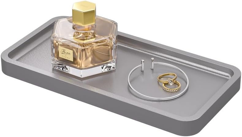 Weenson Bamboo Bathroom Vanity Tray, Decor, Silver, 7.9" x 4" x 0.8"