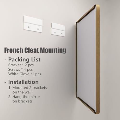 55x30 Inch Gold Bathroom Mirror for Wall