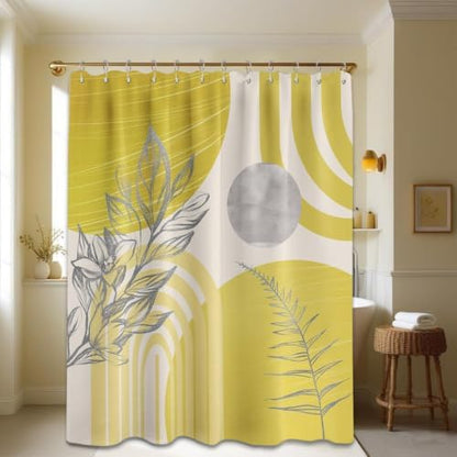 Mustard Yellow Extra Long Shower Curtain, Tall 72X78 in, Mid Century