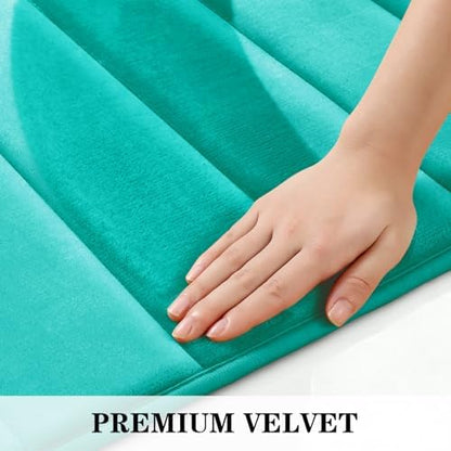 BYSURE Light Teal Memory Foam Bathroom Rug Set 3 Piece